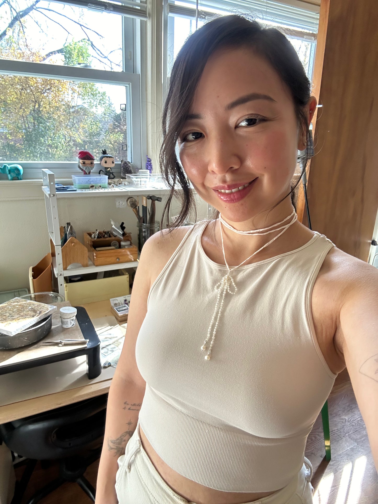 Moonstone + Pure Silk Wrap Necklace