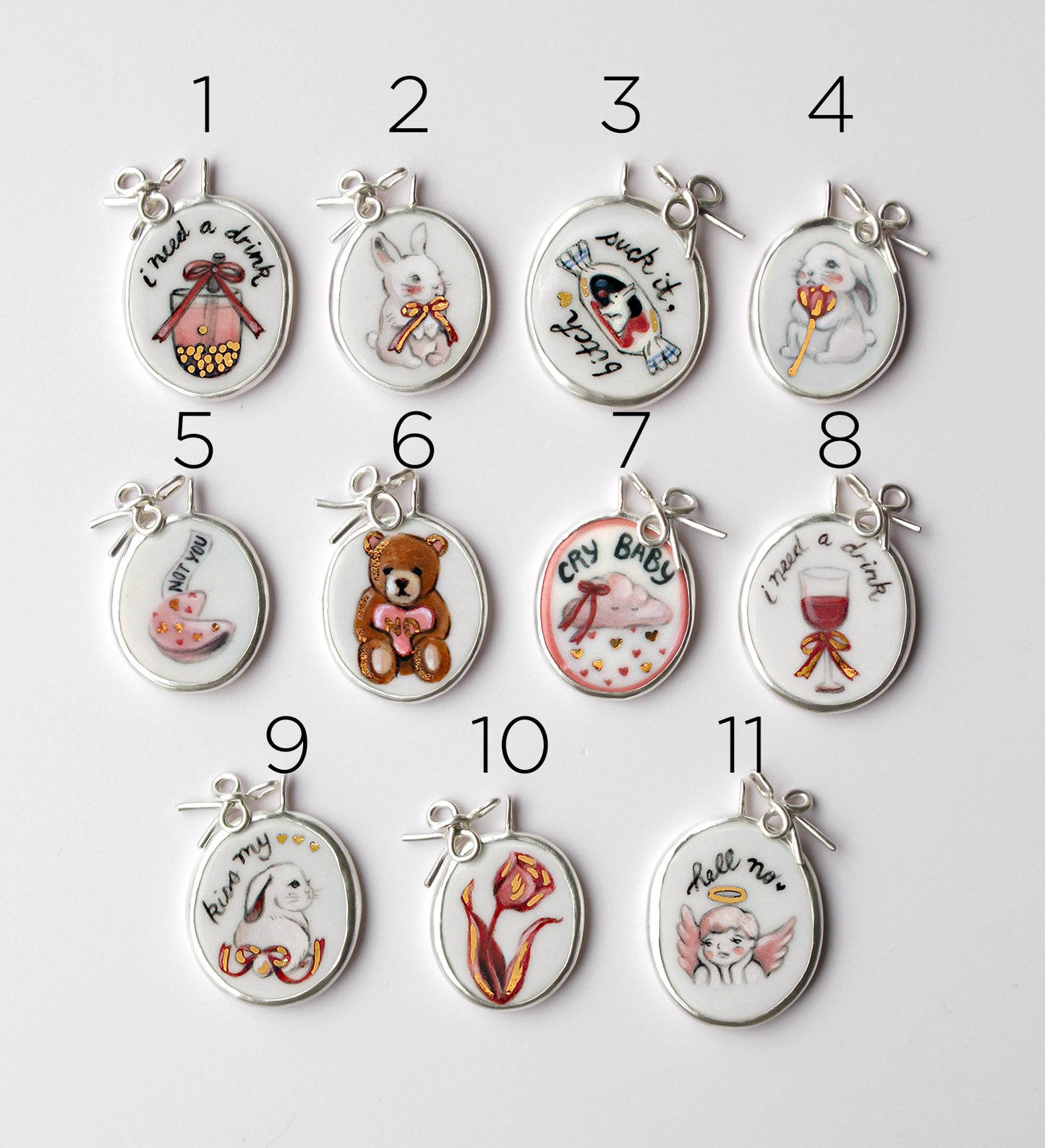 Hand-Painted Porcelain + Sterling Silver + 22k Gold Necklaces | Pt. I