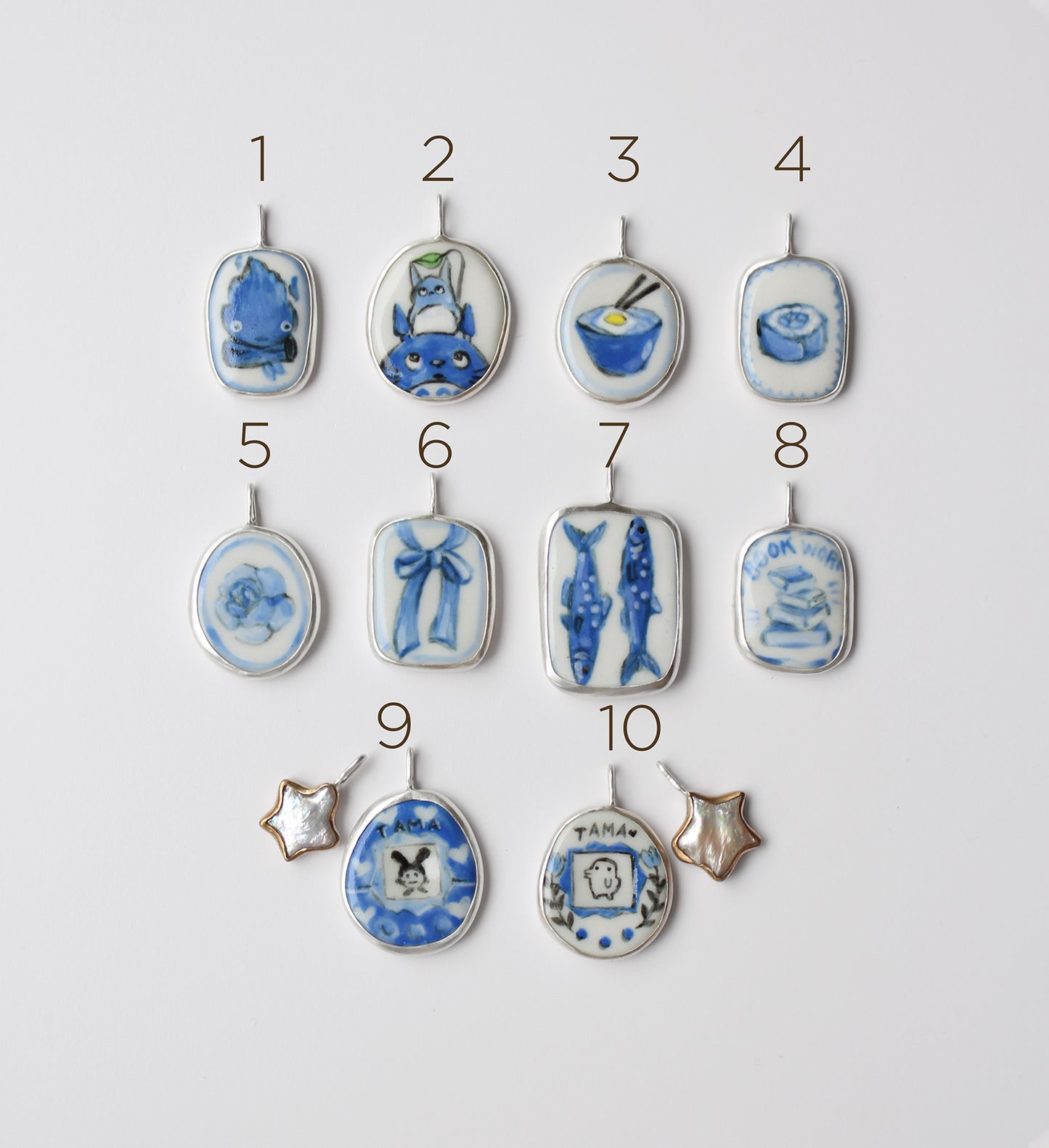 Hand-Painted Porcelain + Sterling Silver Necklaces