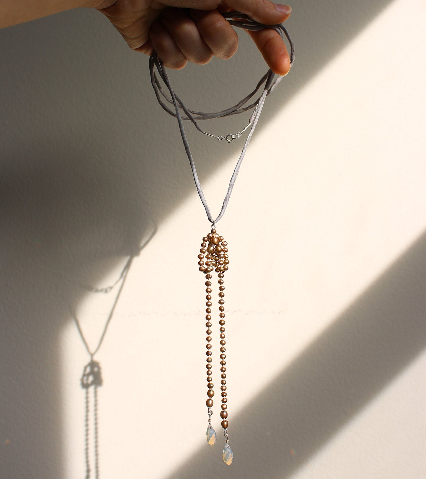 Freshwater Pearl + Pure Silk Wrap Necklace No. II