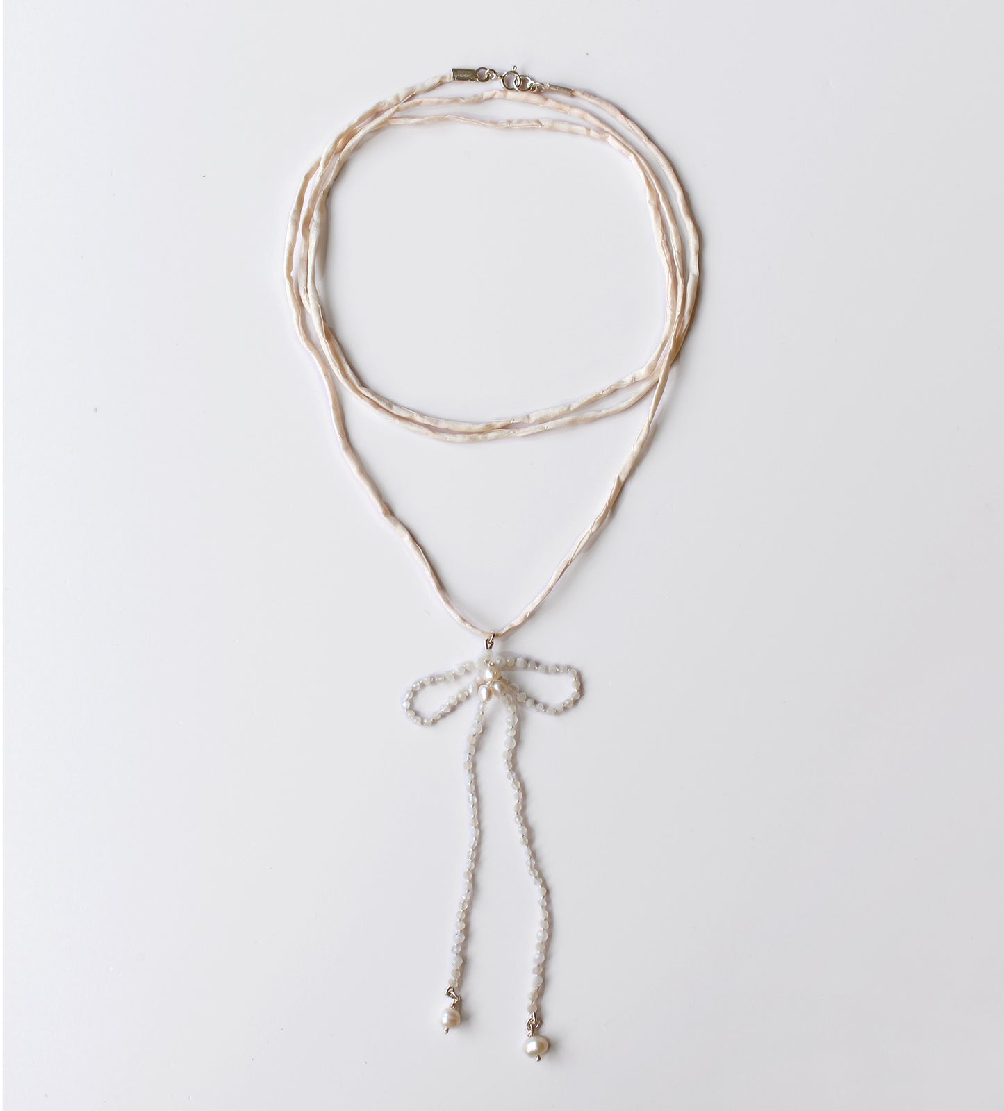 Moonstone + Pure Silk Wrap Necklace