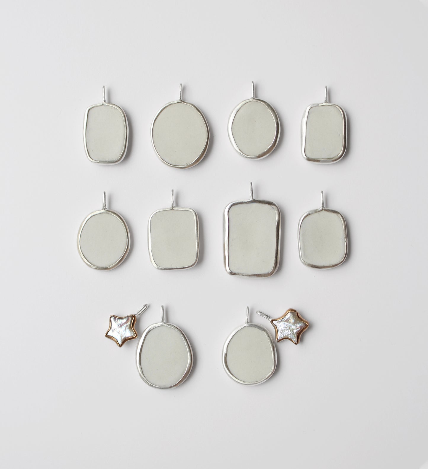 Hand-Painted Porcelain + Sterling Silver Necklaces