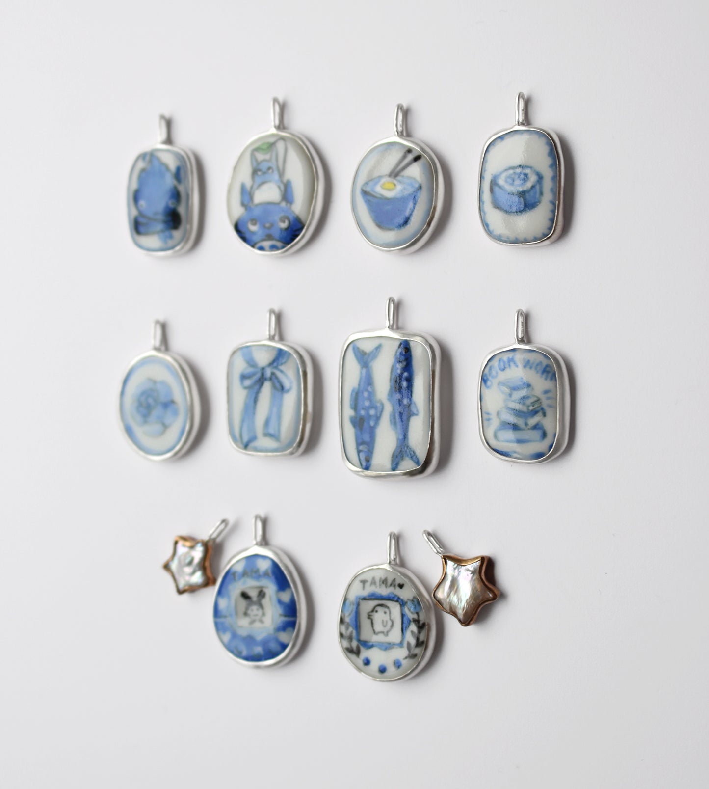 Hand-Painted Porcelain + Sterling Silver Necklaces