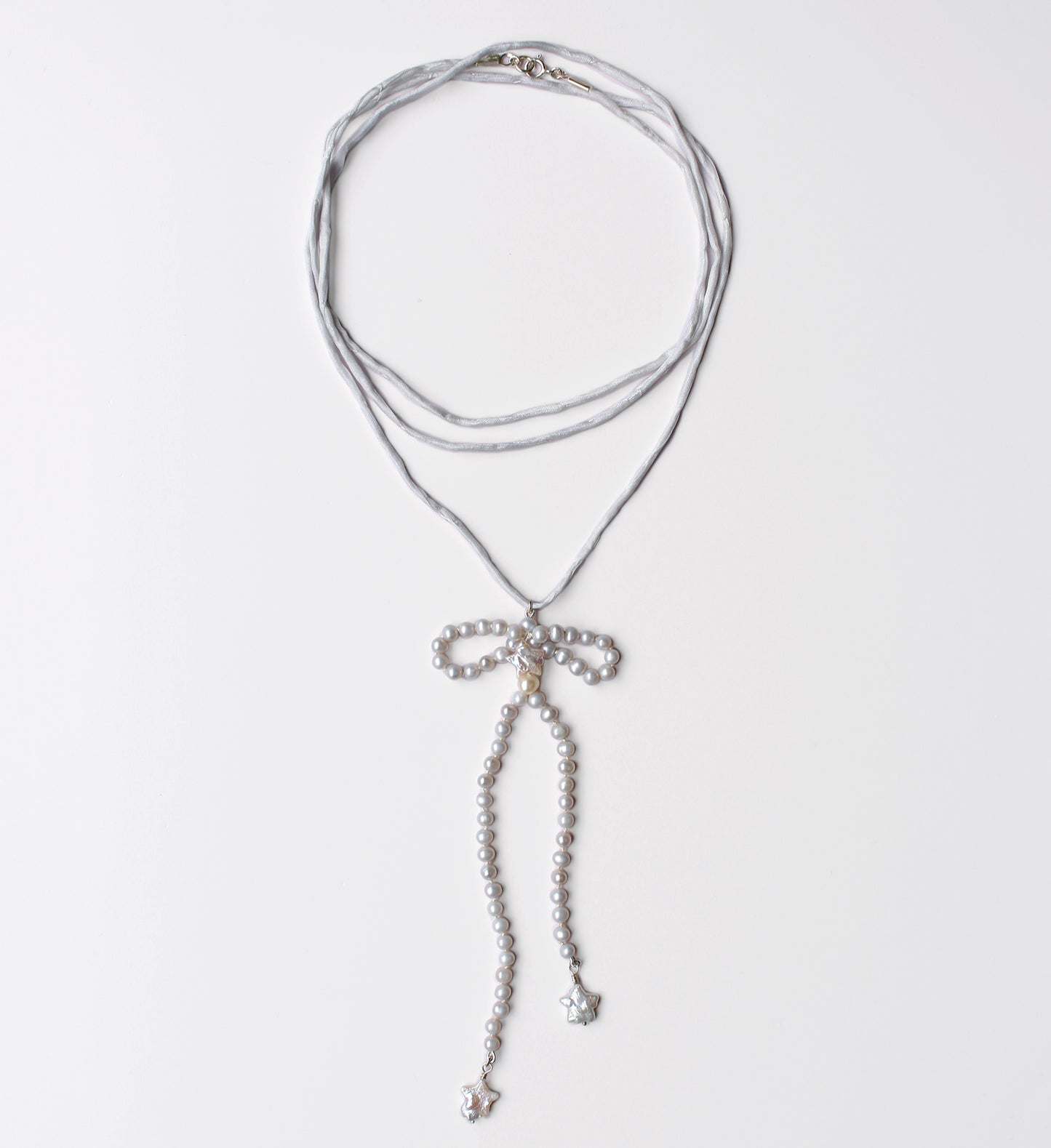 Freshwater Pearl + Pure Silk Wrap Necklace No. III