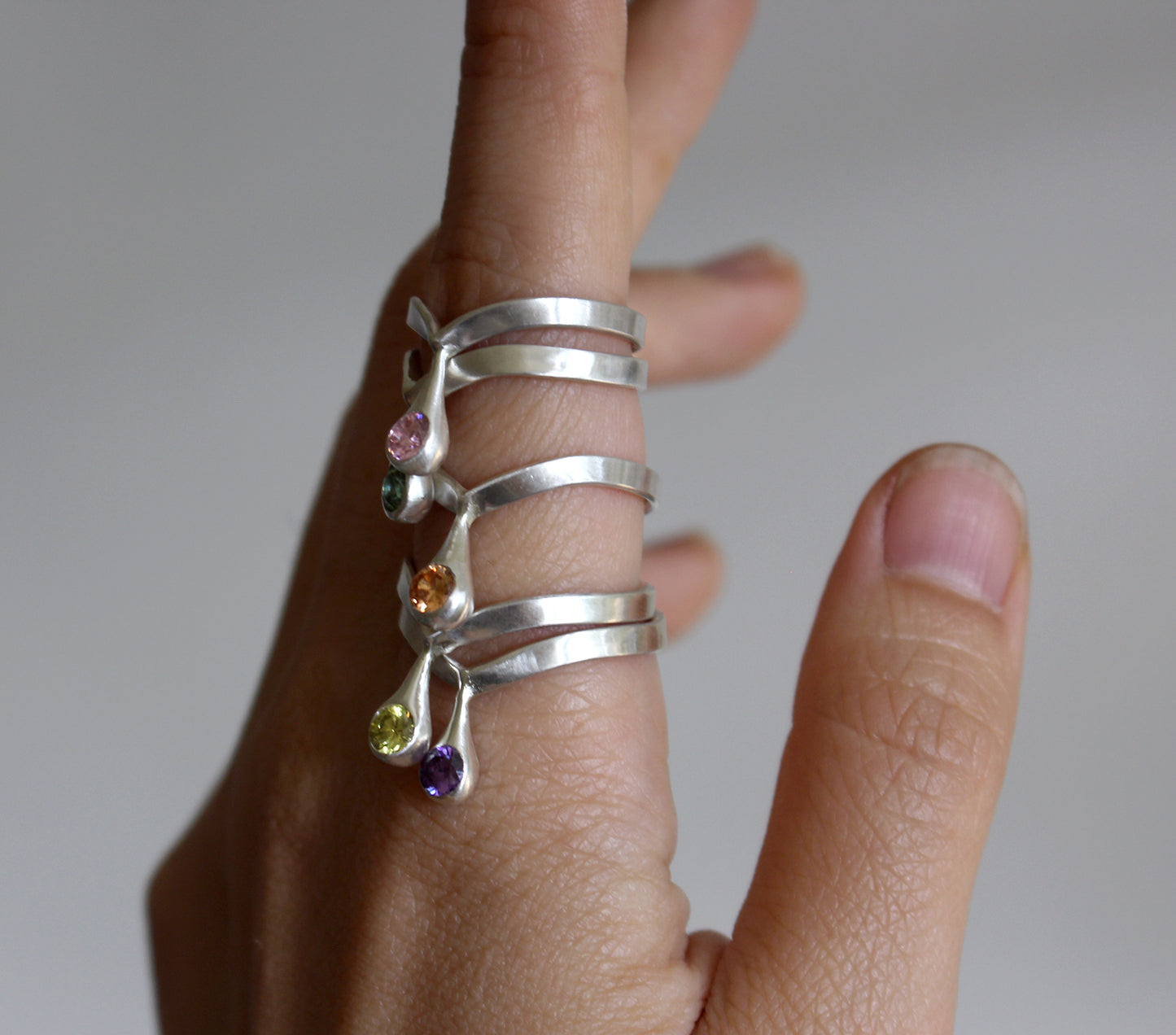 Tears of Lys | Cubic Zirconia Sterling + Fine Silver Rings