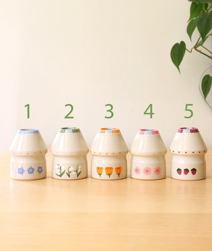 OPEN BOTTOM: Floral + Strawb Milk | Porcelain + Stoneware Blend Matcha Whisk Holders