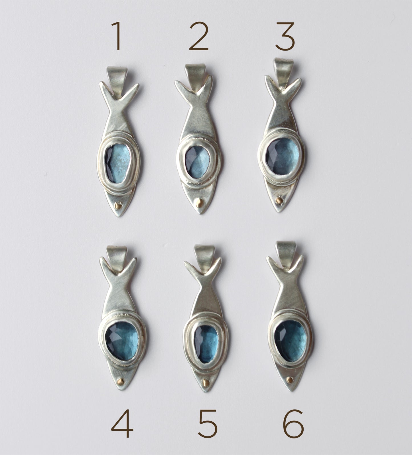 London Blue Topaz + Sterling Silver Fish Necklaces