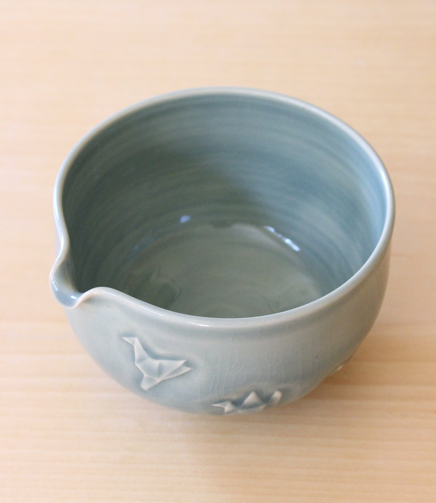 Dark Sky Paper Cranes | Hand-Carved Porcelain + Stoneware Blend Matcha Bowl
