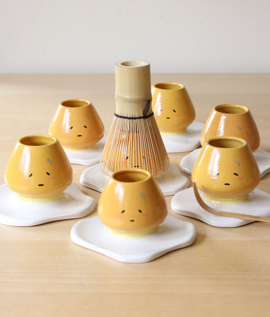 PRE-ORDER: "Fried" Eggie | Porcelain + Stoneware Blend Matcha Whisk Holder