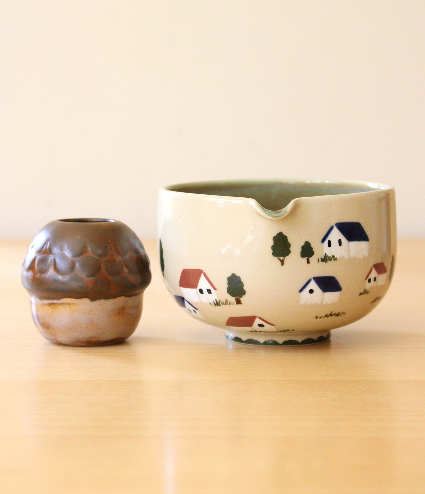 Feelings of Home | Porcelain + Stoneware Blend Matcha Bowl & Whisk Holder Set No.1