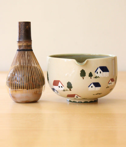 Feelings of Home | Porcelain + Stoneware Blend Matcha Bowl & Whisk Holder Set No.1