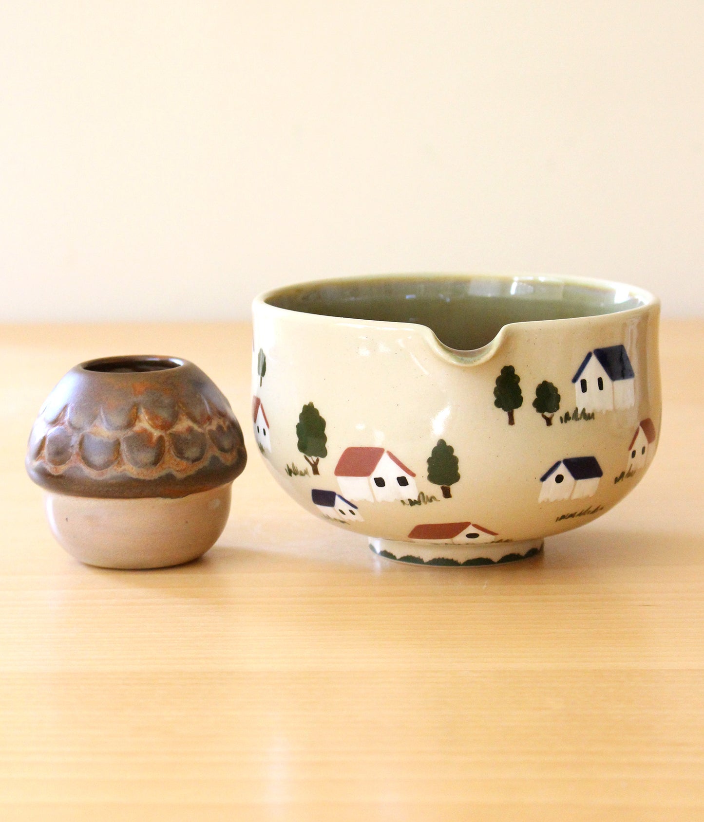 Feelings of Home | Porcelain + Stoneware Blend Matcha Bowl & Whisk Holder Set No.2