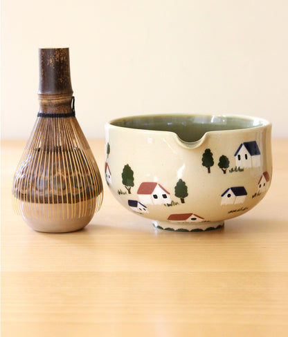 Feelings of Home | Porcelain + Stoneware Blend Matcha Bowl & Whisk Holder Set No.2