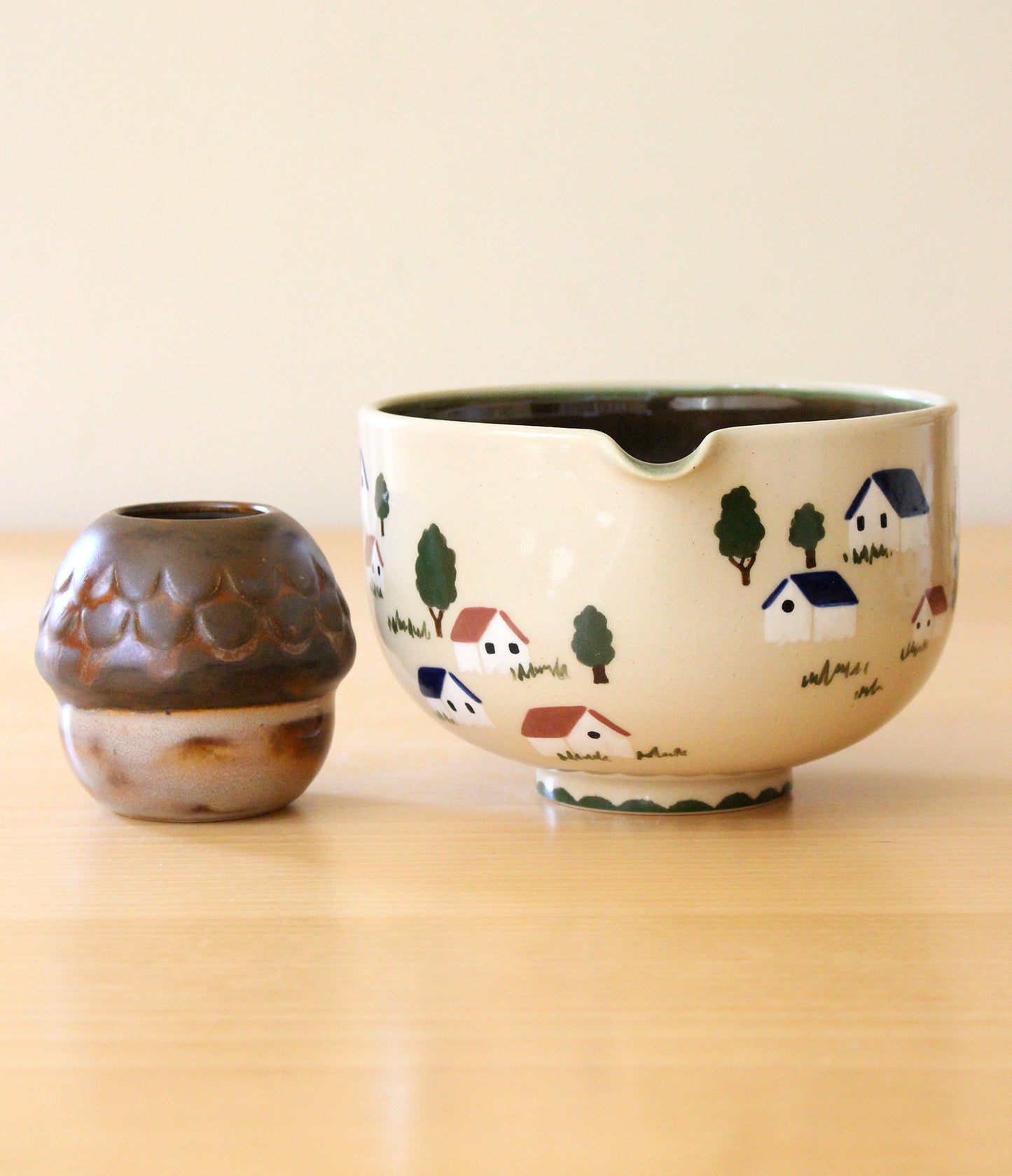 Feelings of Home | Porcelain + Stoneware Blend Matcha Bowl & Whisk Holder Set No.3