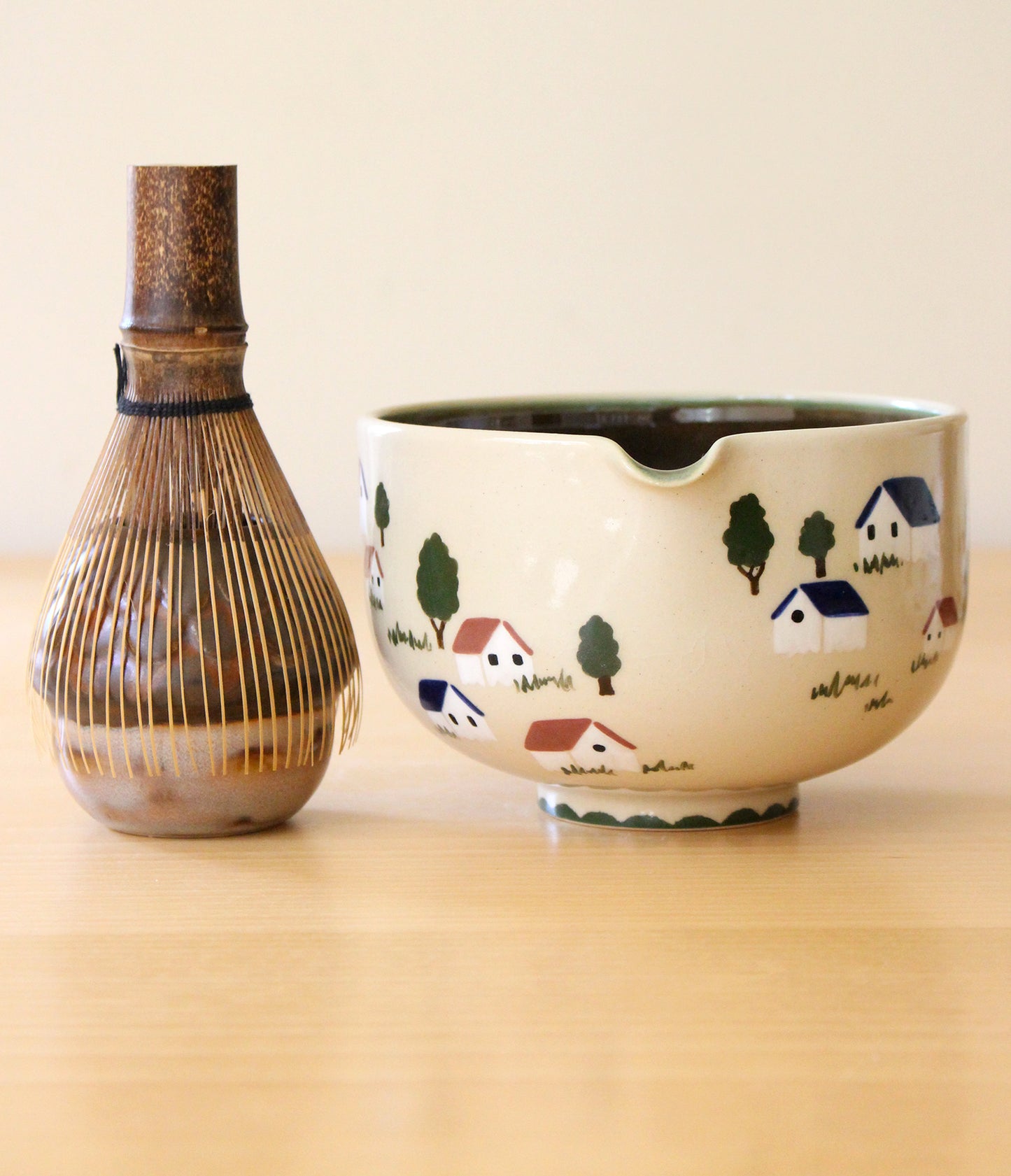 Feelings of Home | Porcelain + Stoneware Blend Matcha Bowl & Whisk Holder Set No.3