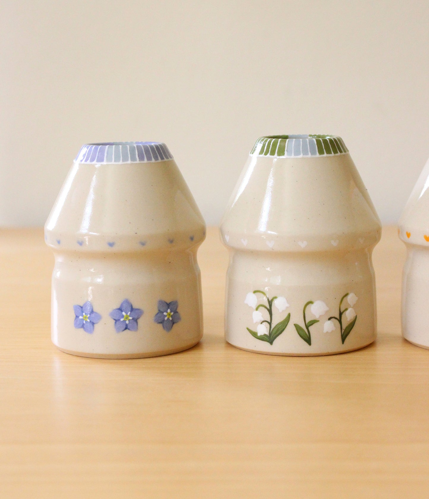 OPEN BOTTOM: Floral + Strawb Milk | Porcelain + Stoneware Blend Matcha Whisk Holders