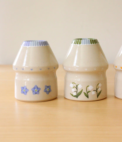 OPEN BOTTOM: Floral + Strawb Milk | Porcelain + Stoneware Blend Matcha Whisk Holders