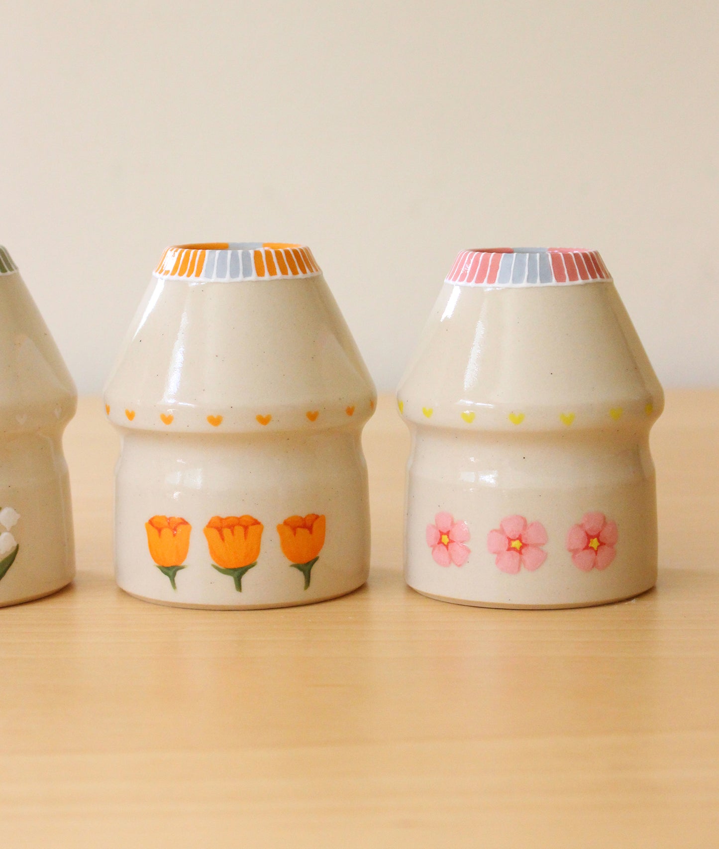 OPEN BOTTOM: Floral + Strawb Milk | Porcelain + Stoneware Blend Matcha Whisk Holders