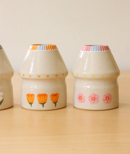 OPEN BOTTOM: Floral + Strawb Milk | Porcelain + Stoneware Blend Matcha Whisk Holders