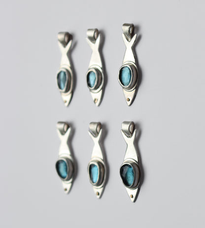 London Blue Topaz + Sterling Silver Fish Necklaces