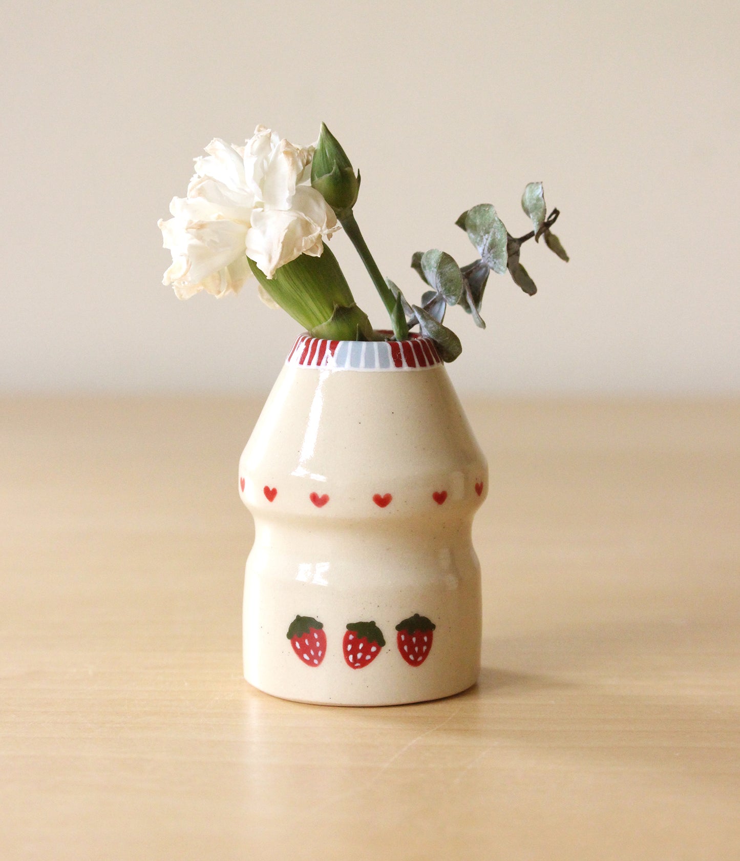 Smol Strawberry Milk | Porcelain + Stoneware Blend Bud Vase