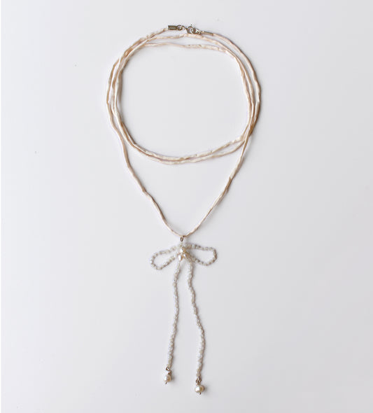 Moonstone + Pure Silk Wrap Necklace