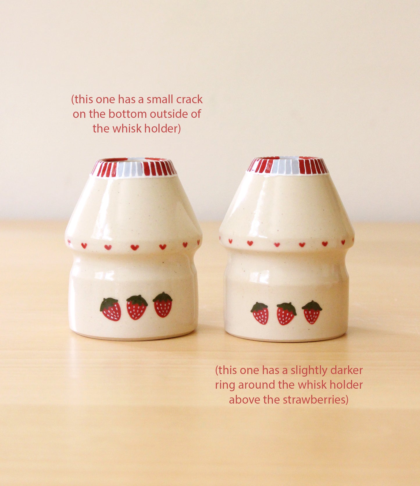 SECONDS: Strawberry Milk | Porcelain + Stoneware Blend Matcha Whisk Holders