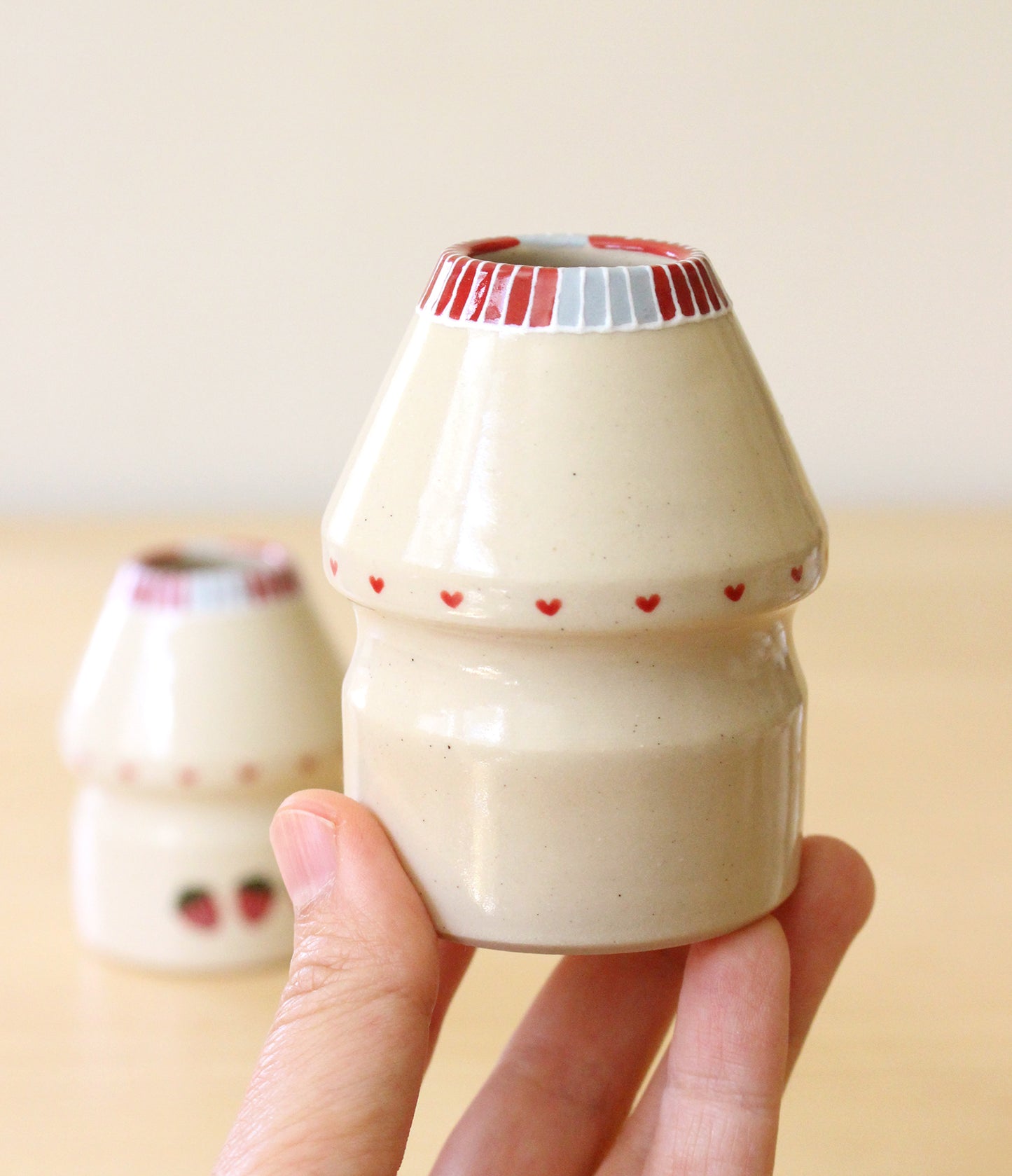 SECONDS: Strawberry Milk | Porcelain + Stoneware Blend Matcha Whisk Holders