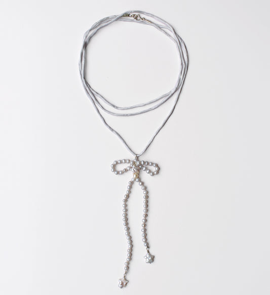 Freshwater Pearl + Pure Silk Wrap Necklace No. III