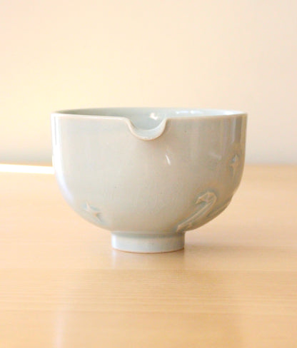 Origami Swan Lake | Hand-Carved Porcelain + Stoneware Blend Matcha Bowl