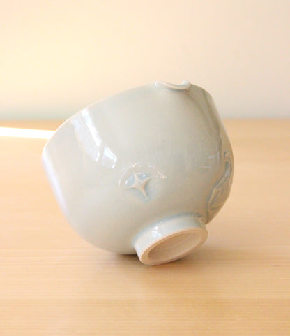 Origami Swan Lake | Hand-Carved Porcelain + Stoneware Blend Matcha Bowl