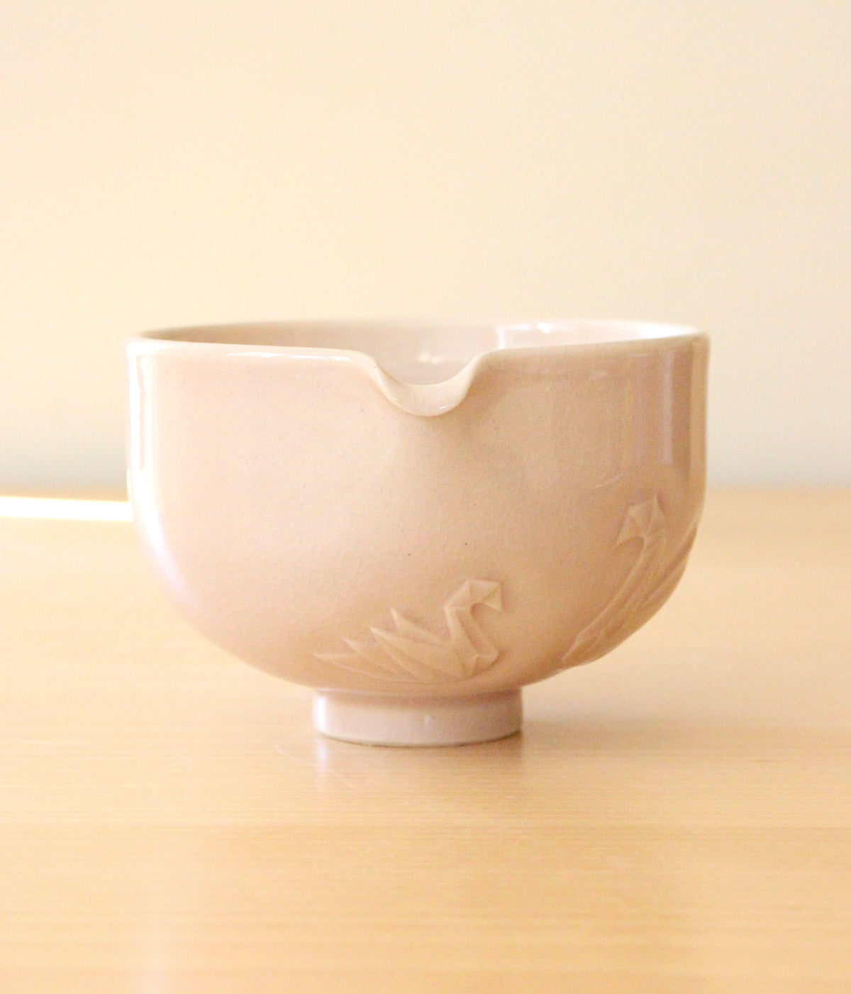 Origami Swan Song | Hand-Carved Porcelain + Stoneware Blend Matcha Bowl