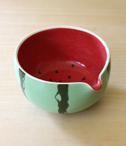 Watermelon Soju | Porcelain + Stoneware Blend Matcha Bowl & Whisk Holder Set No.1