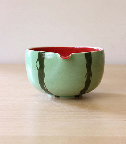 Watermelon Soju | Porcelain + Stoneware Blend Matcha Bowl & Whisk Holder Set No.1