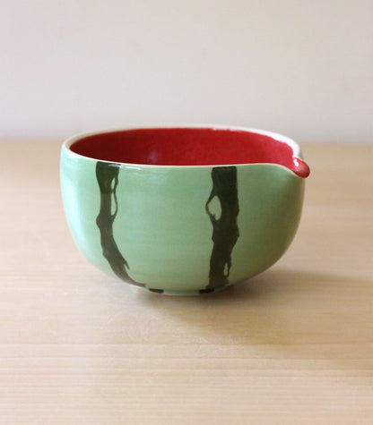 Watermelon Soju | Porcelain + Stoneware Blend Matcha Bowl & Whisk Holder Set No.1
